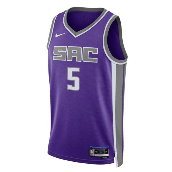 De'Aaron Fox Sacramento Kings Unisex 2023 NBA Jersey - Icon Edition - Purple - Image 2