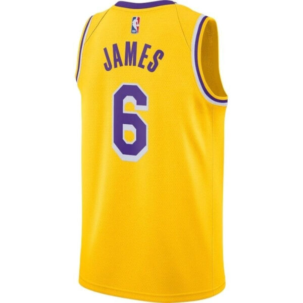 Los Angeles Lakers LeBron James #6 2021/22  Player NBA Jersey Yellow - Image 3