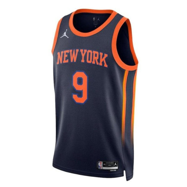 RJ Barrett New York Knicks  2023 NBA Jersey - Statement Edition - Navy - Image 2